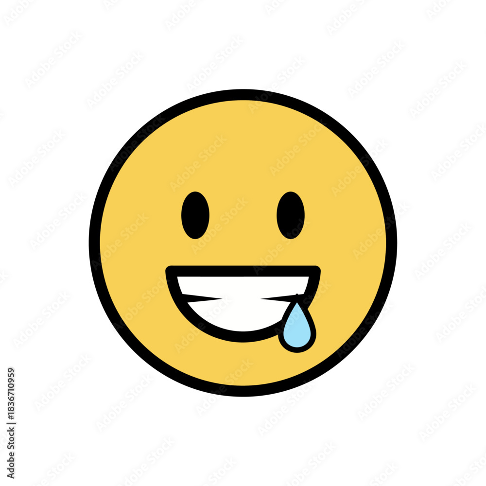 Fototapeta premium Salivating face emoji expressing craving cartoon emoticon with a drool perfect for illustrating humor hunger anticipation or reactions in digital communication.