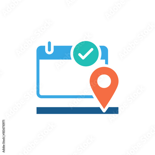 schedule appointment location with checkmark denotes completion for reminders planning events tasks suitable for business website and app design