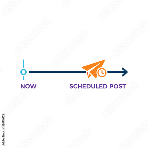 scheduled post for marketing planning social media content paper airplane icon showing future posts concept for brand promotion  management