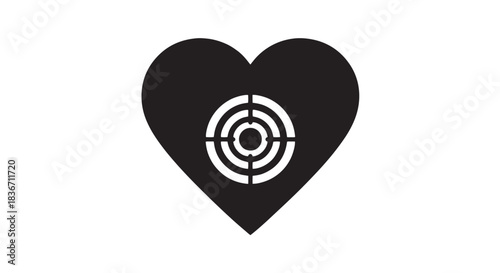 Stylized heart icon with target bullseye symbol representing focus on health and care.