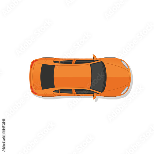 Overhead View of a Sleek Orange Sports Car on a Black Background Symbolizing Speed and Modern Automotive Design