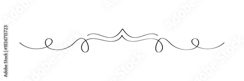 Minimalist Thin Line Swirl Divider Vector: Hand Drawn Style Calligraphic Separator Element for Elegant Text, Menu Design, and Digital Publishing