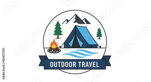 Outdoor travel adventure camping tent near mountains and nature scenery.