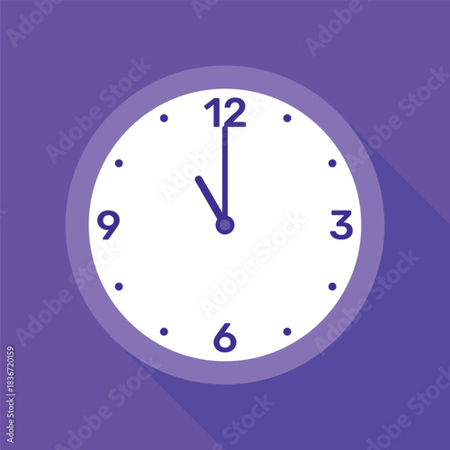 11 Minutes Analog Clock Icon white background .