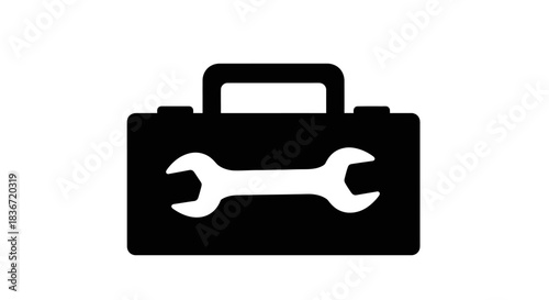 Toolbox with Wrench Icon: Symbol of Repair and Maintenance.