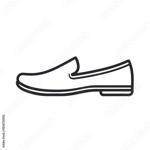 Loafer Shoe Flat Icon, Black Line Style, Transparent Background