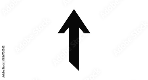 Black upward pointing arrow symbol on a white background.