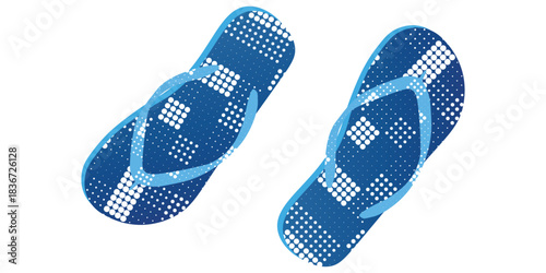 Navy flip-flops with white polka dots