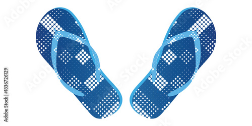 Navy flip-flops with white polka dots