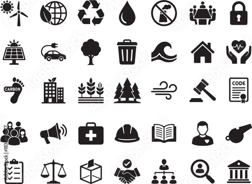 set of Environmental, social, governance icons