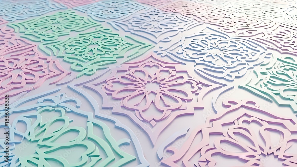 Obraz premium Abstract floral pattern with carved details soft pastel colors textured background