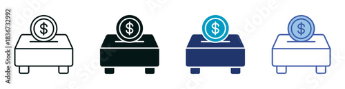 Donation Icon Set Consisting of Multiple Styles Vector Illustration