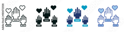 Volunteering Icon Set Consisting of Multiple Styles Vector Illustration