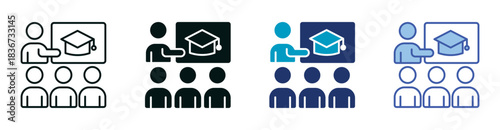 Community Education Icon Set Consisting of Multiple Styles Vector Illustration