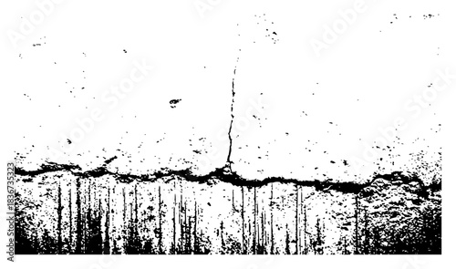 Abstract distressed grunge wall texture with horizontal crack and vertical scratches overlay