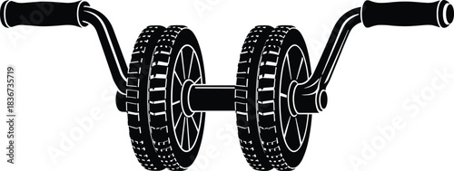 Dual-wheel ab roller fitness equipment for core training, home workout stability, gym gear, exercise tool, healthy lifestyle vector illustration