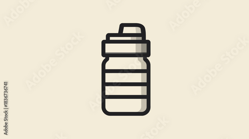 Minimalist line icon of a protein shaker bottle with a lid, perfect for fitness, gym, nutrition, and supplement-related graphic designs.