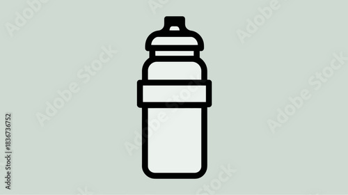 Minimalist black outline vector icon of a reusable sports water bottle for hydration and fitness on a light background.
