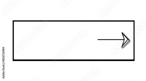 Minimalist black and white arrow pointer within a rectangular box, symbolizing selection, navigation, next step, or interface design.