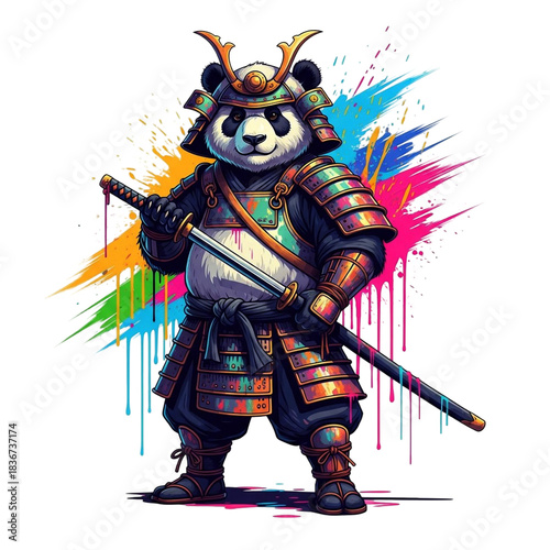 panda bear with a sword
