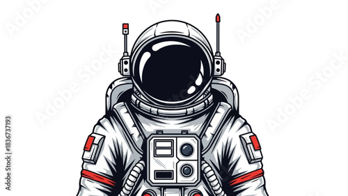 Detailed Illustration of an Astronaut in a Spacesuit Against White Background