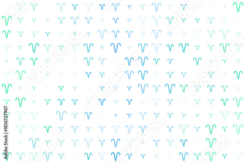 Abstract Aries Zodiac Sign Pattern Background with Blue and Green Astrological Symbols on Black for Mystical and Spiritual Design