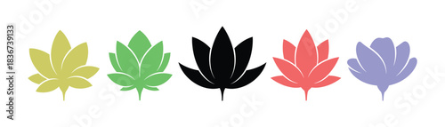 Colorful array of elegant lotus flower designs, symbolizing peace, purity, and aesthetic beauty