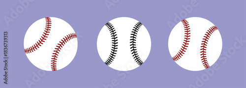 Three Baseball Balls on a Light Purple Background