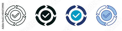 Process Icon Set Consisting of Multiple Styles Vector Illustration