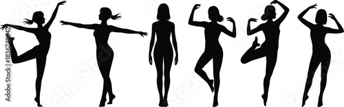 Silhouettes of dancers in graceful ballet poses — gesture, posture, and movement reference for performance, design, and education