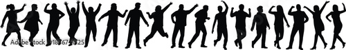 Silhouettes of people in joyful, dynamic poses — movement, celebration, and gesture reference for lifestyle, design, and cultural themes