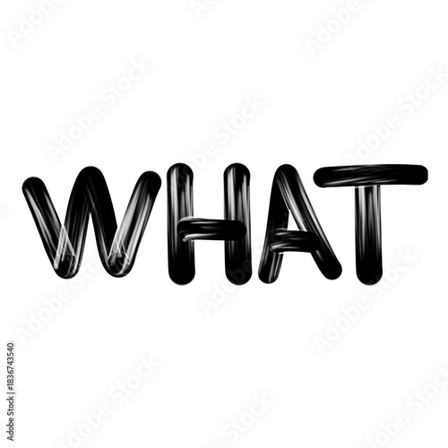 Question Word WHAT in Shiny Black Typography