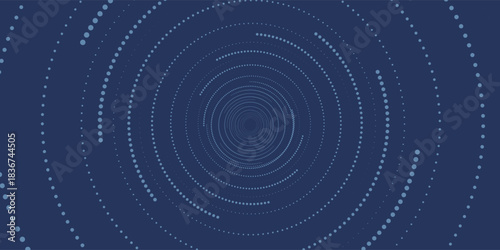 Abstract Digital Circles of Particles with Noise. Futuristic Circular Sound Wave. Big Data Visualization. 3D Virtual Space VR Cyberspace. Crypto Currency Concept. Vector Illustration.