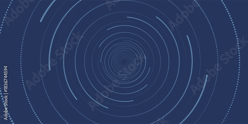 Abstract Digital Circles of Particles with Noise. Futuristic Circular Sound Wave. Big Data Visualization. 3D Virtual Space VR Cyberspace. Crypto Currency Concept. Vector Illustration.