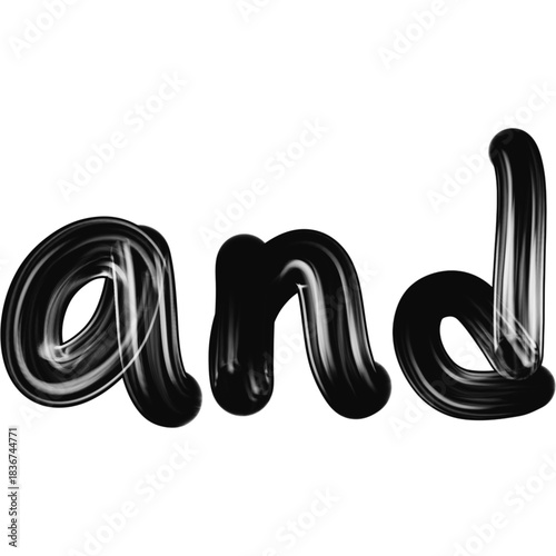 Glossy Black Hand Lettered Word And