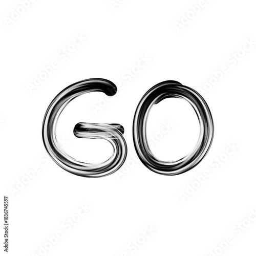 Black Tubular Glossy Word GO on White