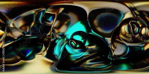 360VR Iridescent Bubble Chamber Flow Video Loop