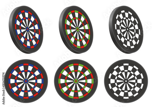 様々な形のダーツボード、的ベクターイラストのセット
