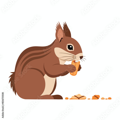 Cartoon Squirrel Eating Nut