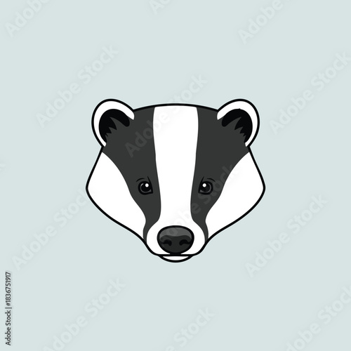 Vector illustration of a badger s head on a light background