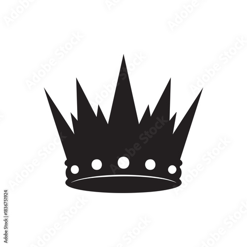 Stylized black crown silhouette with white jewels