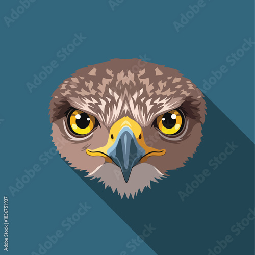 Illustration of a bird of prey with sharp gaze