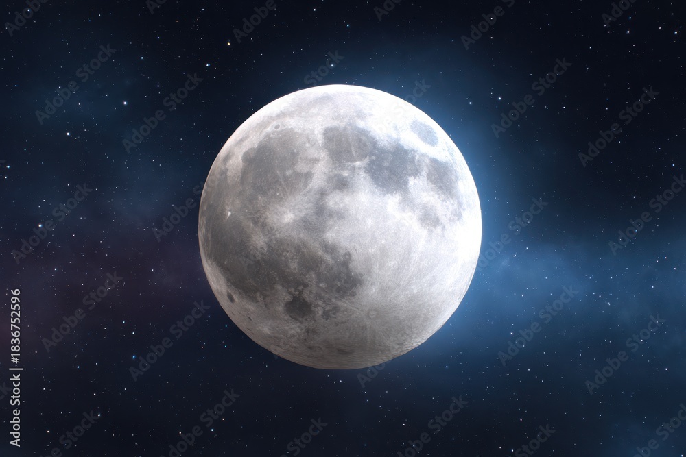 Obraz premium The full moon in a clear night sky closeup