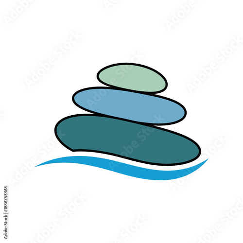 Stacked stones balancing on water creating a zen-like atmosphere for meditation and mindfulness practice ideal for relaxation and wellness promotion.