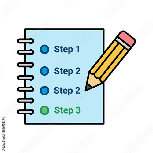 step-by-step guide a simple checklist with essential steps using a pencil to mark progress ideal for project management and workflow task tracker