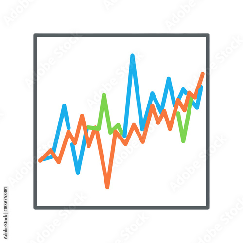 stock market analysis financial data trends with fluctuating graphs in blue green and orange perfect for business and investment illustrations.
