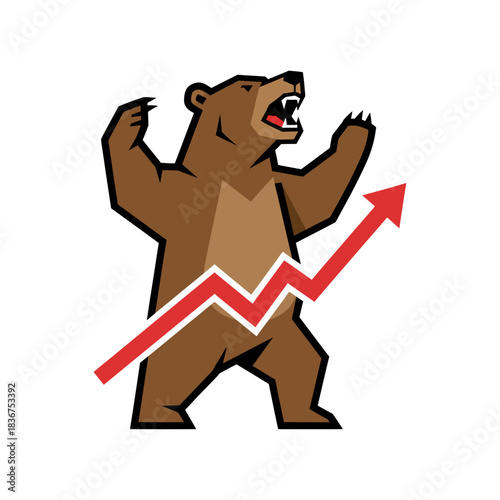 stock market bear attacking rising trend illustrating financial volatility suitable for investment blogs articles about trading  market downturns.