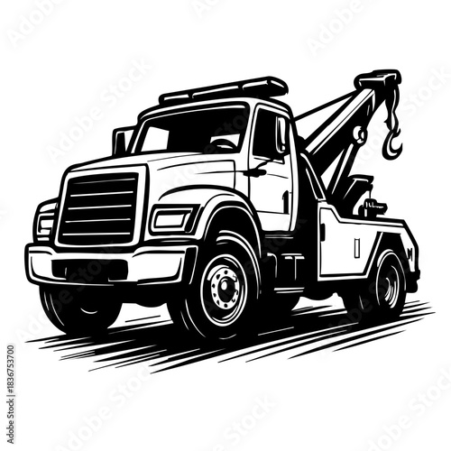 heavy-duty tow wrecker turning aggressively