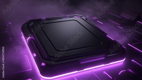 Futuristic Cyberclinic Data Core Advanced Digital Module with Radiant Purple Lighting for Cutting-Edge Technology and Sleek Innovation