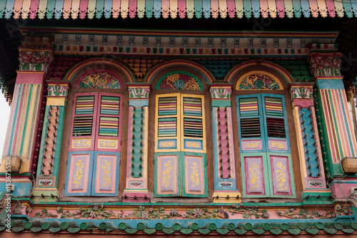 Traditional colorful architecture building in Singapore